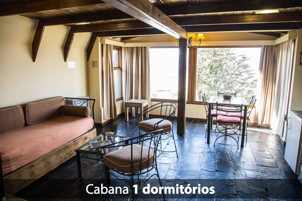 Sala de estar Cabana 1 Dormitório | Brasileiros em Ushuaia